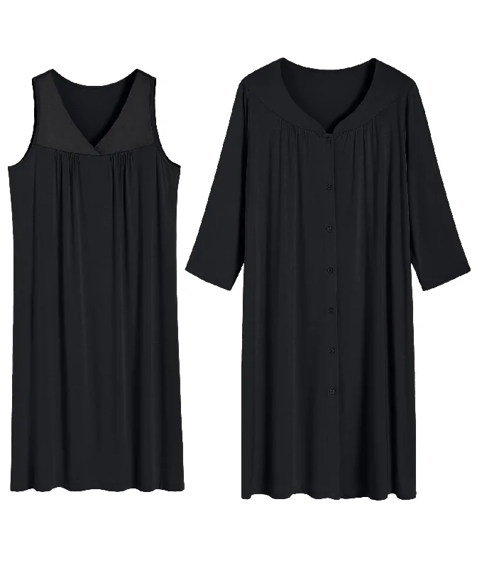 Women's Viscose Nightgown and Robe Set Button Front Housecoat Target pajama sets