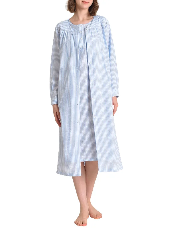 Women's Long Nightgown and Robe Set Soft Cotton Satin pajama sets