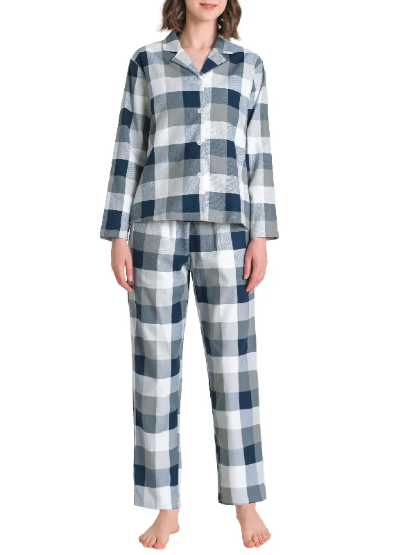 Women's Petite Flannel Pajama Set Soft Cotton Button Up PJs Set Funny graphic pajama sets