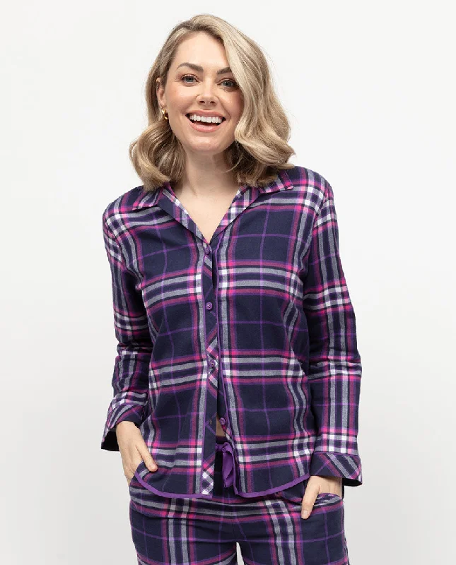 Edie Womens Lightly Brushed Check Pyjama Top Polyester pajama sets