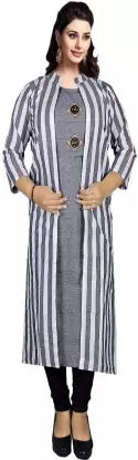 Girls Kurta (White, Grey) Pajama sets with pockets