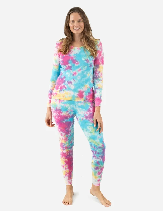 Women's Rainbow Mix Tie Dye Cotton Pajamas Two-piece pajama sets