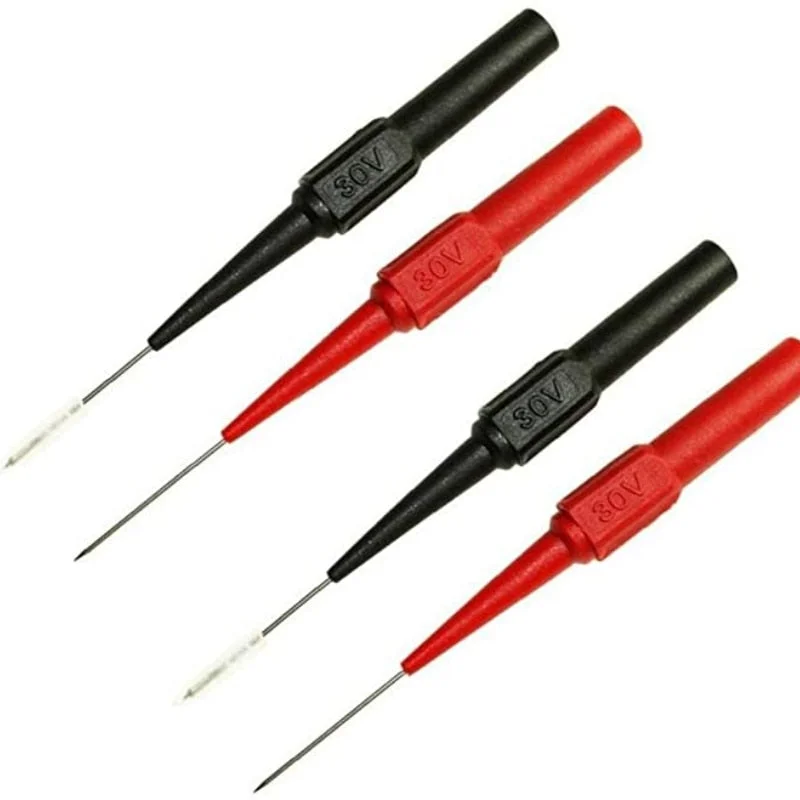 4Pcs 30V Diagnostic Tools Multimeter Test Lead Extention Back Piercing Needle Tip Probes Autotools Automotive Kit Machine 0.7MM Plush Robe Set