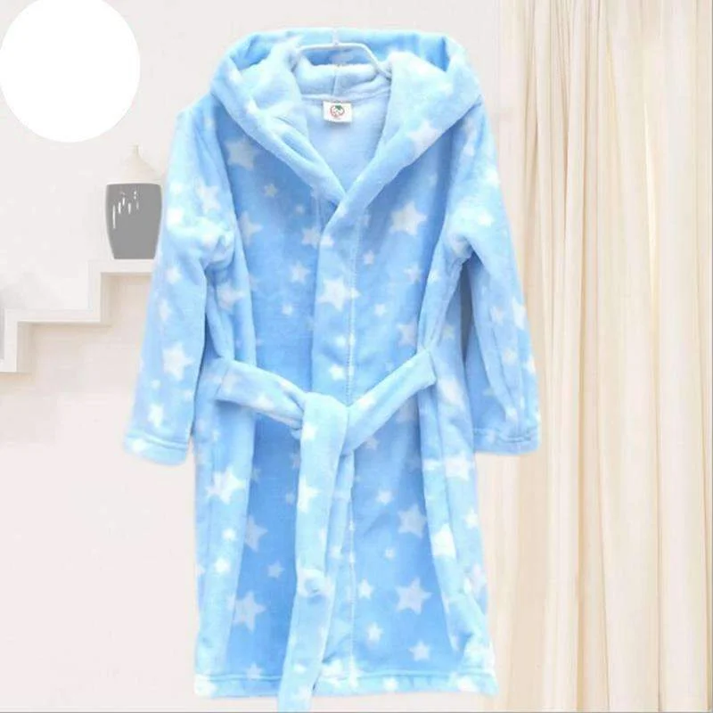 Children's Bathrobes Kids Hooded Robe Baby Beach Bath Robe Kids Sleepwear Boy Girls Cartoon Bathrobe Teenager Flannel Bathrobes Spa Luxury Robe