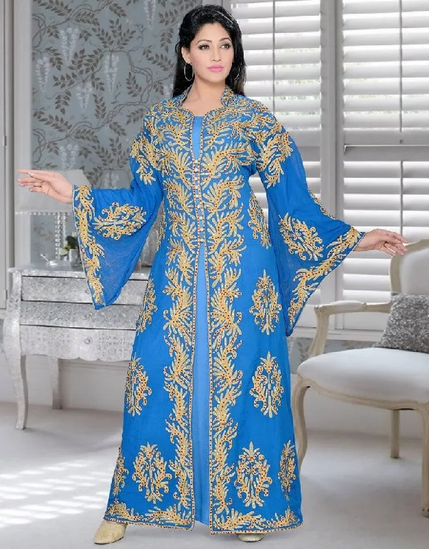 Overall Work Jacket Style Wear Golden embroiderd kaftan Luxe Robe Set