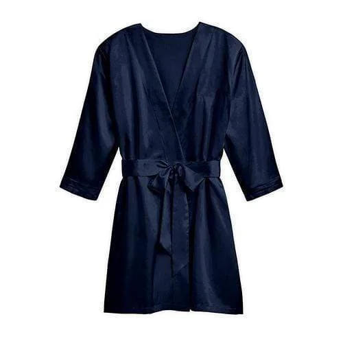 Silky Kimono Robe - Navy Blue 1XL - 2XL (Pack of 1) Cozy Bridal Set