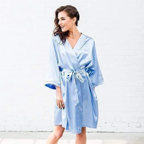 Silky Kimono Robe - Periwinkle 1XL - 2XL (Pack of 1) Silk Lace Robe