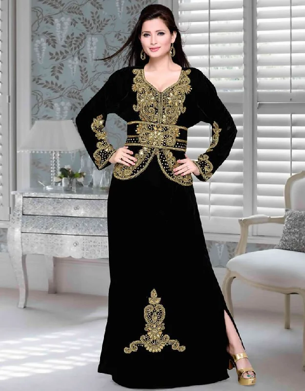 Velvet kaftan with jacket Cozy Evening Gown