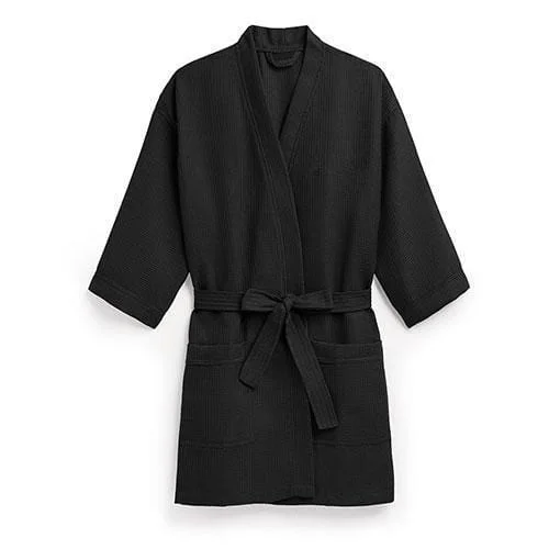 Waffle Kimono Robe - Black (Pack of 1) Elegant Gown Robe