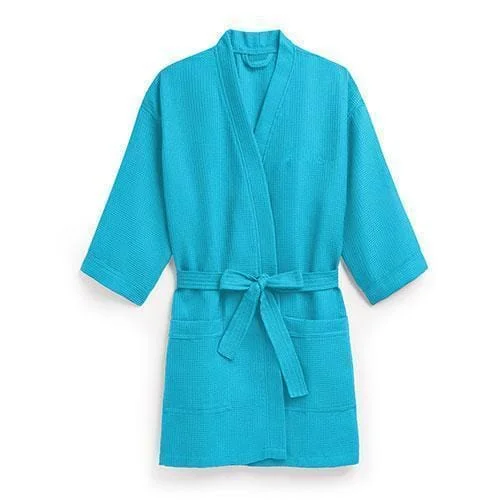 Waffle Kimono Robe - Turquoise - Blue (Pack of 1) Luxury Satin Robe