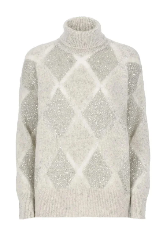 Dazzling Argyle Turtleneck Boho-style sweaters