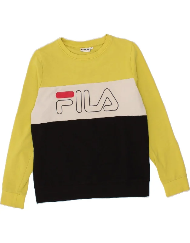 FILA Womens Graphic Sweatshirt Jumper UK 10 Small Multicoloured Expensive sweaters