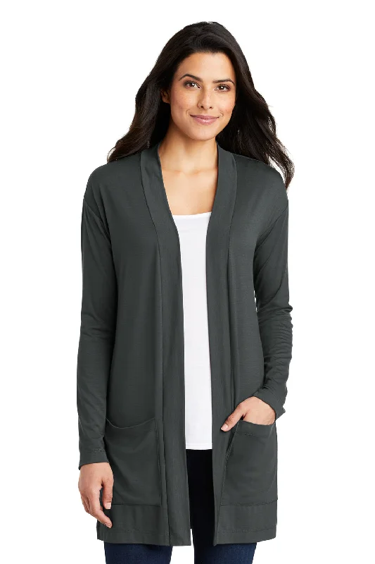 Port Authority Womens Concept Long Sleeve Cardigan Sweater w/ Pockets - Smoke Grey Budget-friendly sweaters