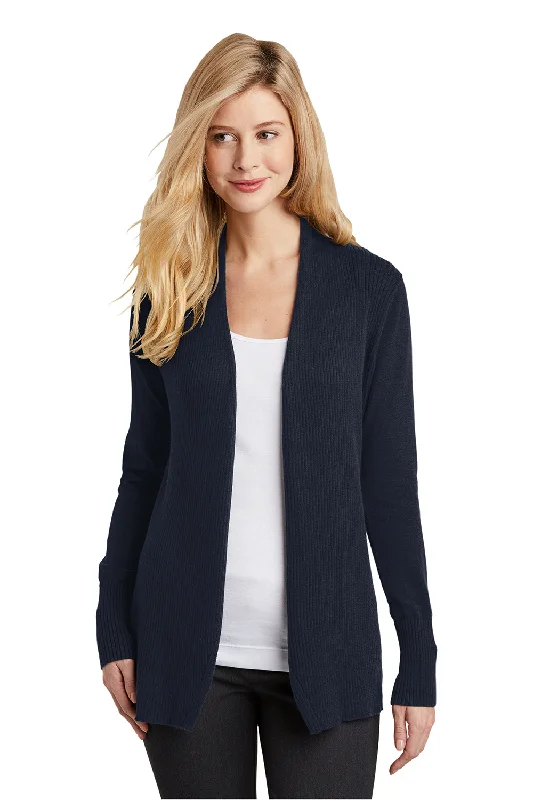 Port Authority Womens Long Sleeve Cardigan Sweater - Navy Blue Acrylic sweaters