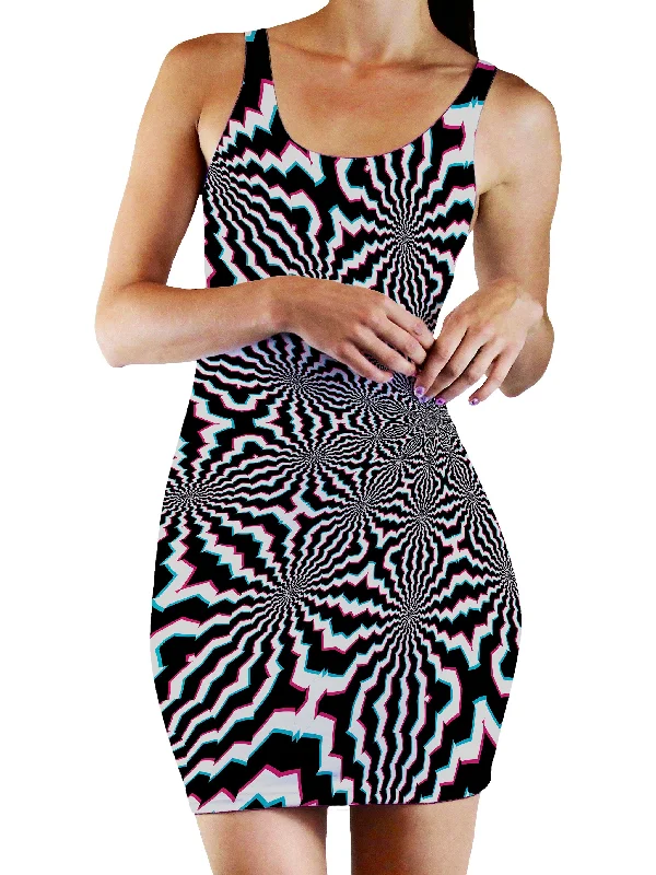 Fractal Ripples Bodycon Mini Dress Long sleeve mini dresses