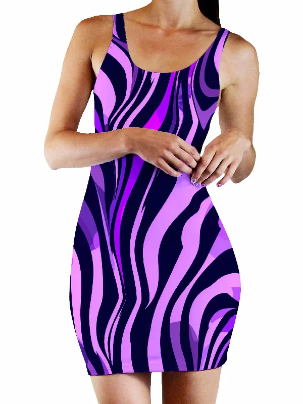 Noir Stripes Bodycon Mini Dress Chiffon mini dresses