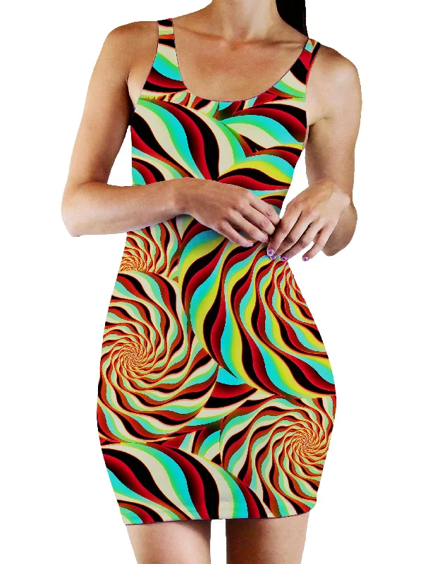 Pineal Swirl Bodycon Mini Dress Designer mini dresses