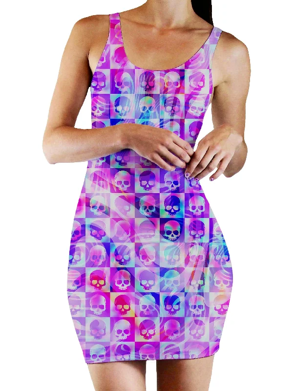 Skull Fam Pink Bodycon Mini Dress Cotton mini dresses