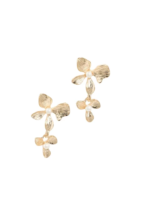 SHASHI Apana Flower Pearl Earrings Elegant Lace Gown