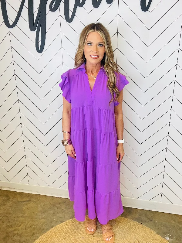 GIVE ME ALL THE LAVENDER MIDI DRESS--RESTOCK ALERT Best midi dresses for hourglass body shape