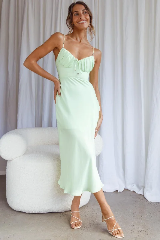 Malibu Gathered Bust Cami Strap Midi Dress Apple Sexy midi dresses