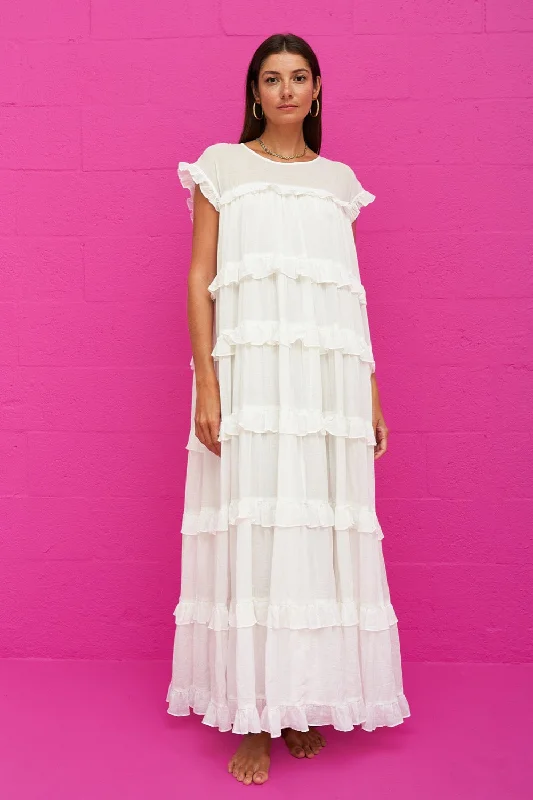 Cotton Tiered Ruffle Maxi Clubbing maxi dresses