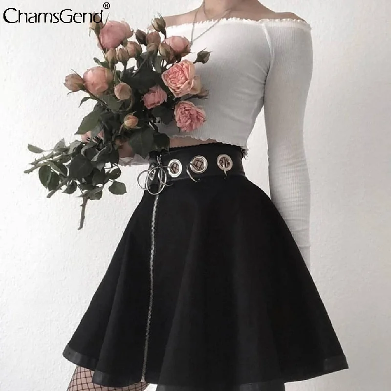 Elegante Steampunk Skirts Women New Design Party Gothic Punk Mini Skirt Black Sexy Zipper Hollow Out Short Skirt Saias Femininas High-waist Skirt Trend