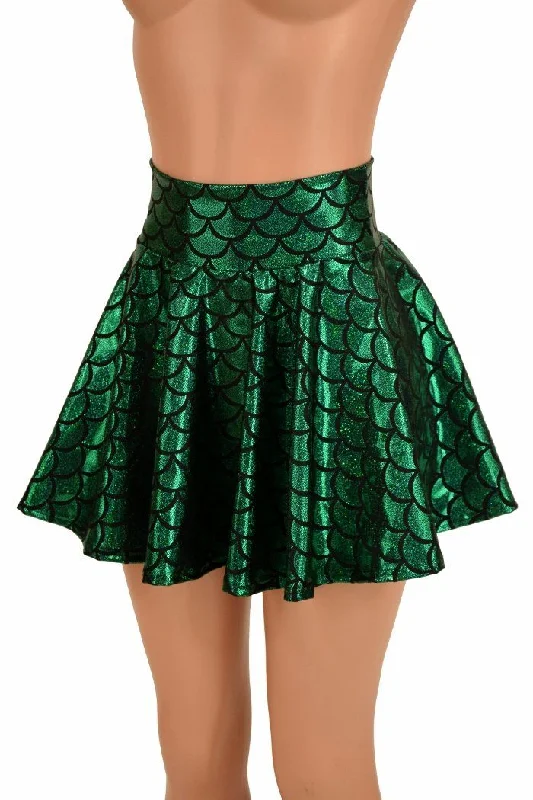 Green Mermaid Mini Rave Skirt Mini Skirt with Lace