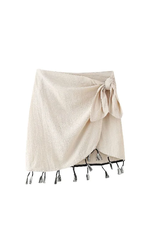 ‘Charlotte’ Fringe Mini Skirt （2 Colors) Summer Denim Mini