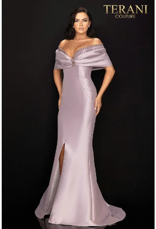 Terani Couture 2011M2138 Mikado Off Shoulder Long Formal Gown Cotton party dresses