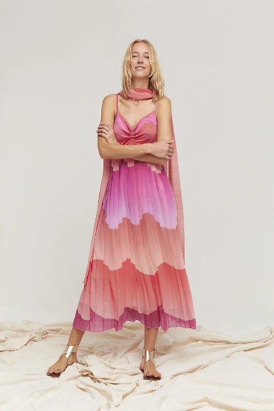 AM Pink Reims Pleated  Dress Halter unclassified dresses