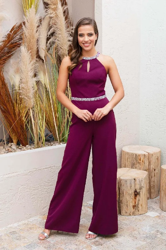 Angelino Plum collar waist stone jumpsuit A-line unclassified dresses