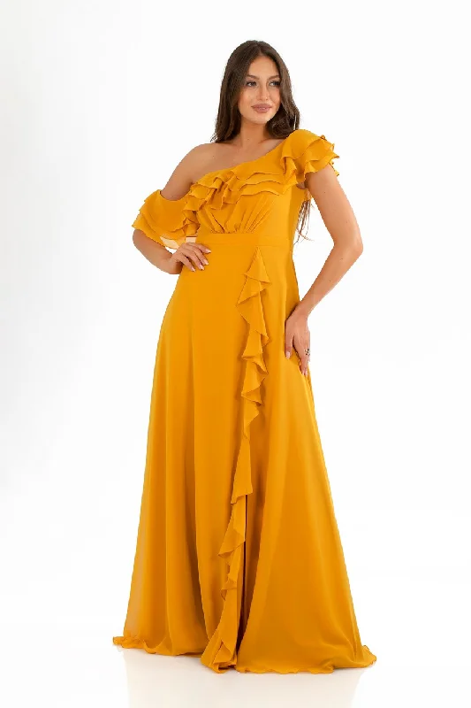 Angelino Saffron Chiffon Shoulder Dress with Flated Dress Corset unclassified dresses