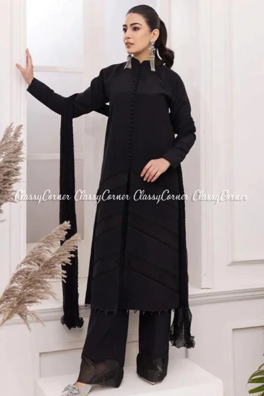 Black Chiffon Readymade Salwar Kameez Plus size unclassified dresses