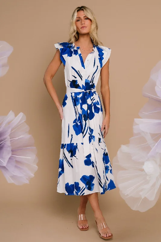 Blakely Button Dress | White + Cobalt Wrap unclassified dresses