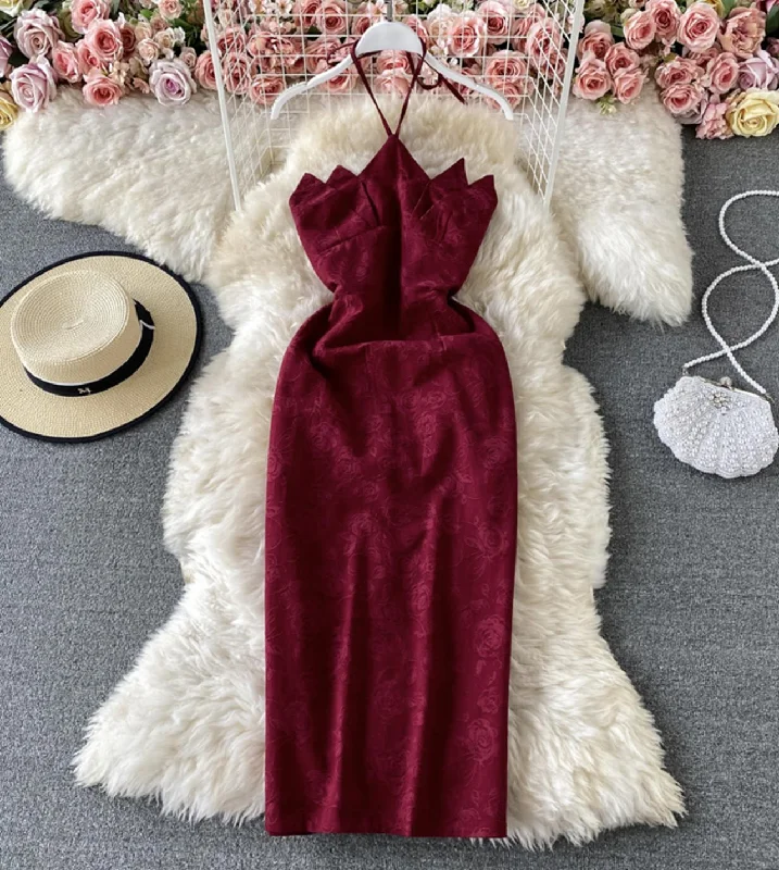 Burgundy off shoulder dress  1327 Casual unclassified dresses