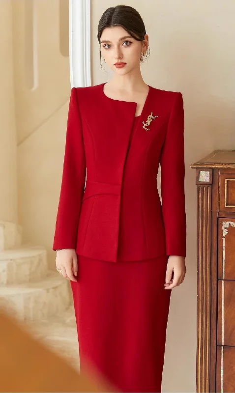 Regal Red Tailored Dress Suit Office unclassified dresses