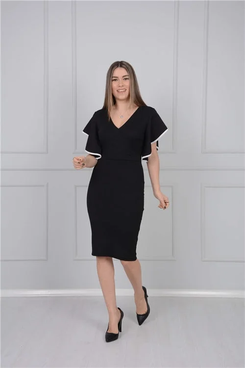 Crep Fabric Flywheel Dress - Black Minimalist unclassified dresses