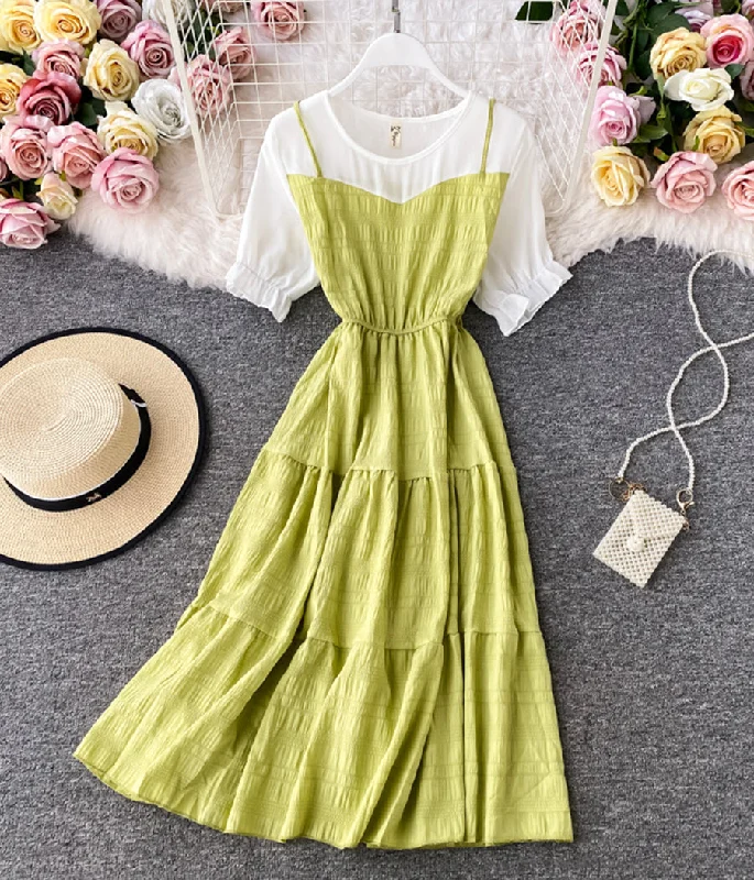 Cute A line round neck stitching dress summer dress  1230 Summer unclassified dresses