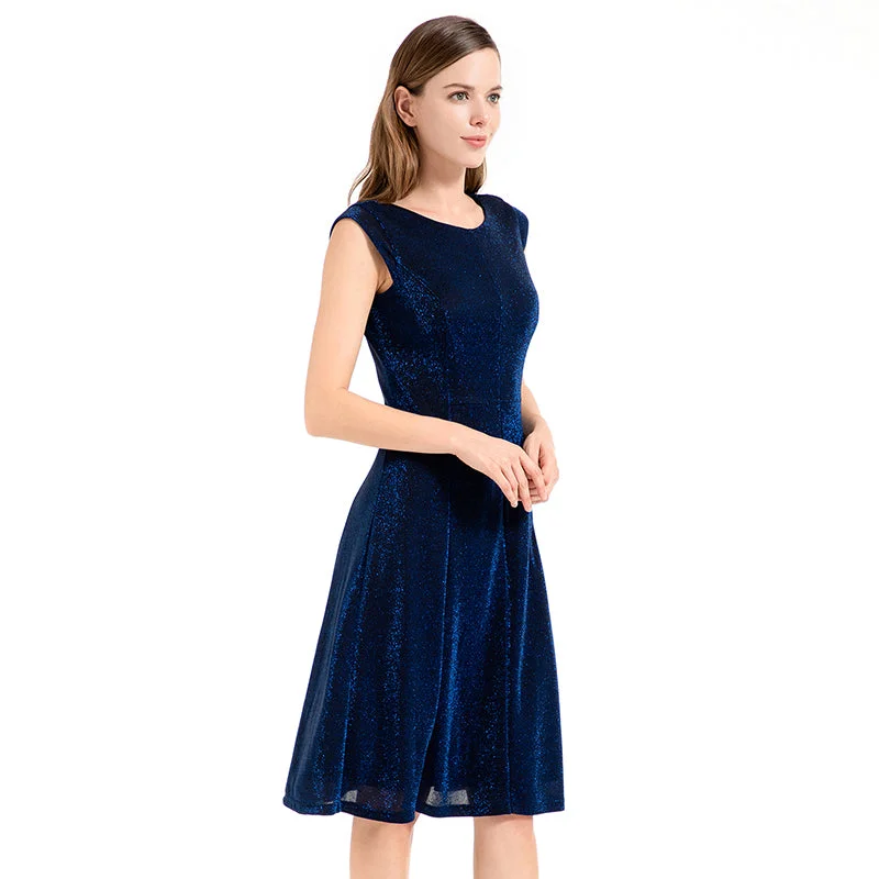 Dark Blue Elegant Casual Summer Cap Sleeve Dress Comfortable unclassified dresses