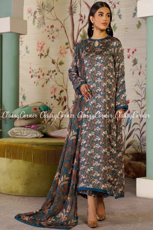 Dark Grey Pakistani Silk Salwar Kameez Elegant evening unclassified dresses