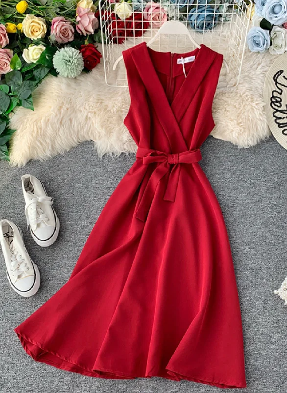 Elegant v neck sleeveless dress women's dress  1228 Halter unclassified dresses