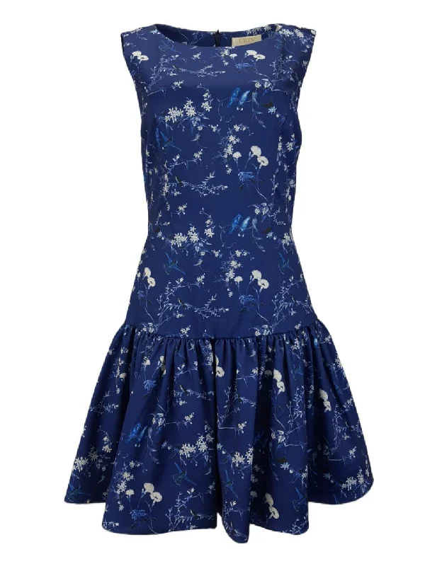 ERIN Women's Blue Flower Pattern A-Line Dress #50516225630 8 NWT Midi floral dresses