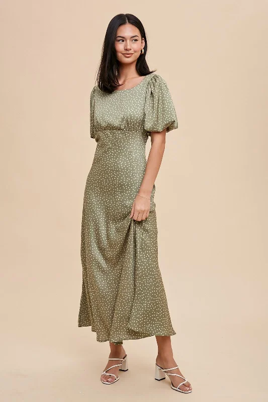 Eucalyptus Puff Sleeve Dress Metallic unclassified dresses