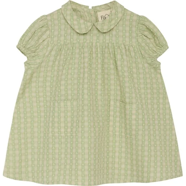 Flöss Stella Dress Lime Gingham Printed unclassified dresses