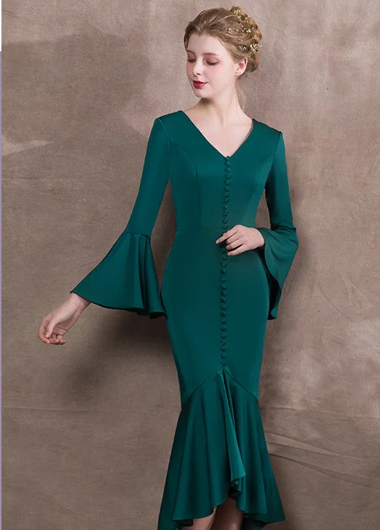 Green Elegant V-Neck Fishtail Evening Dress Budget-friendly unclassified dresses