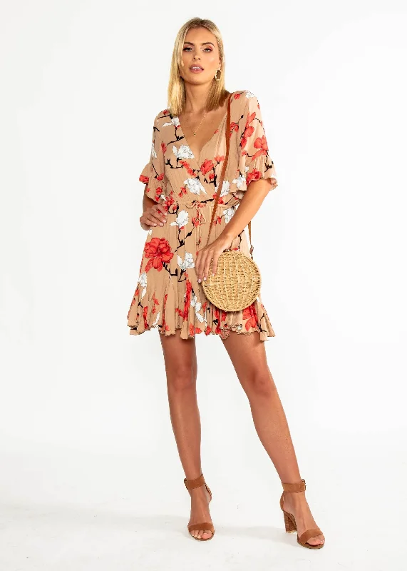 Introducing Me Dress - Mocha Floral Silk floral dresses