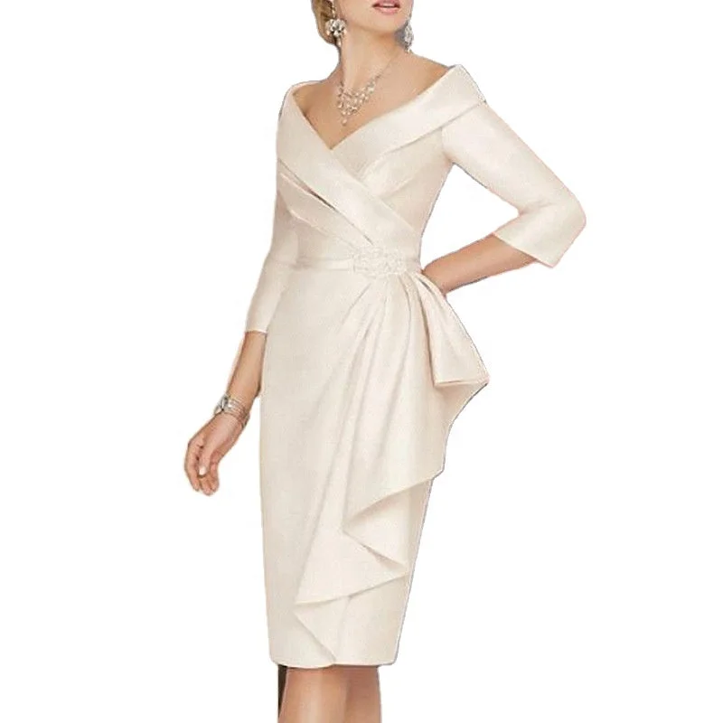 Ivory Elegance' Wrap Dress Ruched unclassified dresses