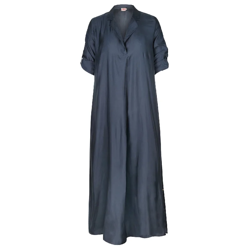 Juniper Kaftan Cupro Navy Dress Tiered unclassified dresses