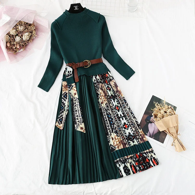 Knitted dress new women's autumn and winter French Retro  2134 Summer unclassified dresses